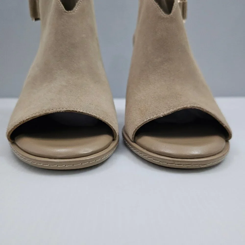 Vince Camuto Fareena Ankle Bootie Womens 11 Tan Leather Peep Toe Block Heel